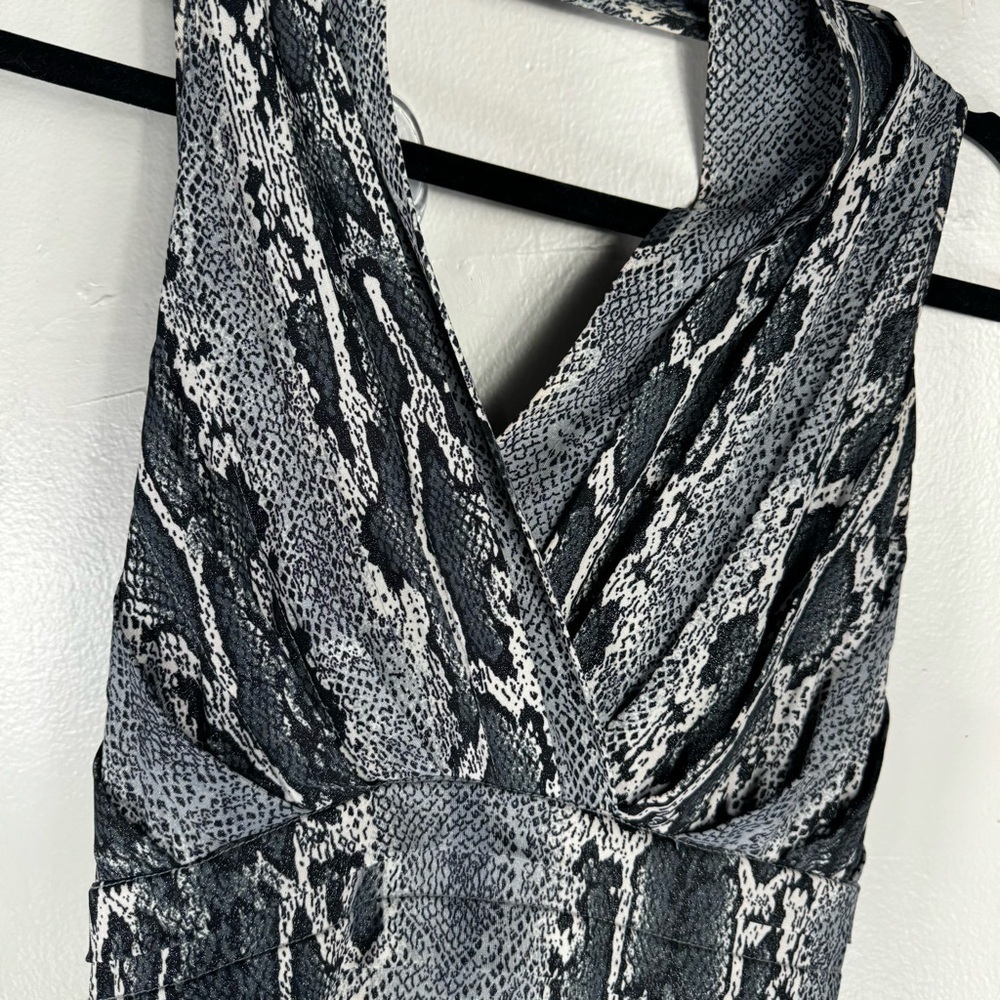 tadashi shoji collection gray python print halter mini dress women small snake - Picture 5 of 14